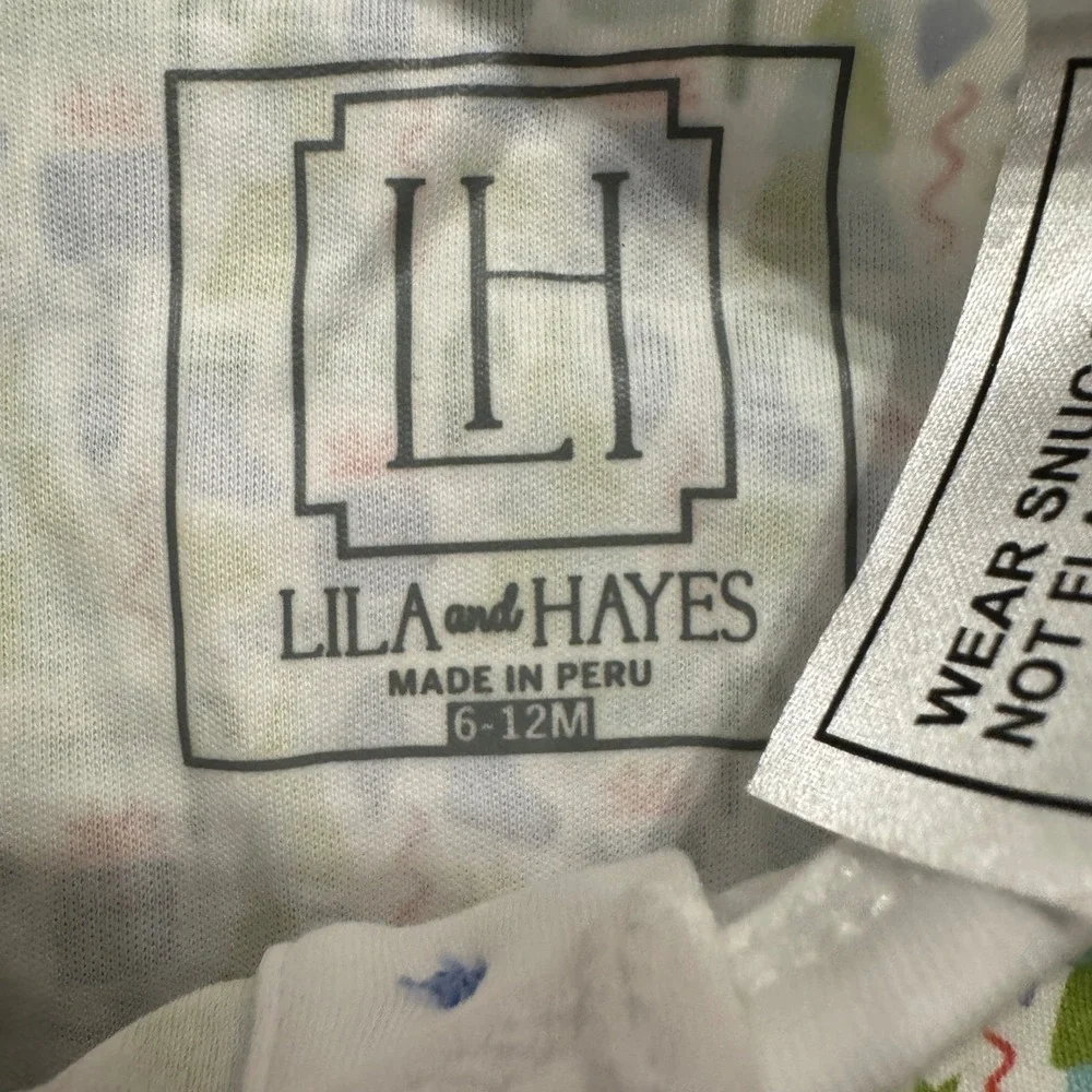 Lila and Hayes Kids Christmas Pima Cotton Henley Pajama Top Blue Green 6-12M NWT